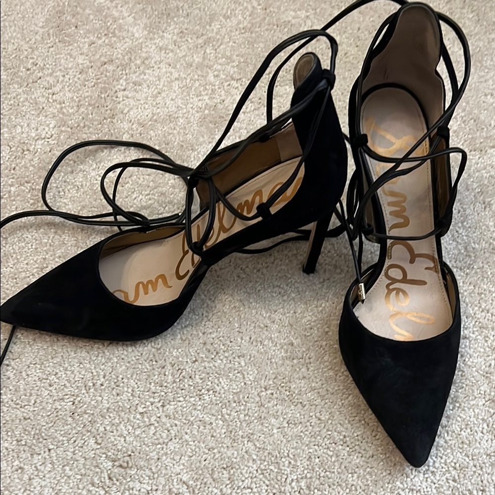 Sam Edelman Black Lace-Up Heels